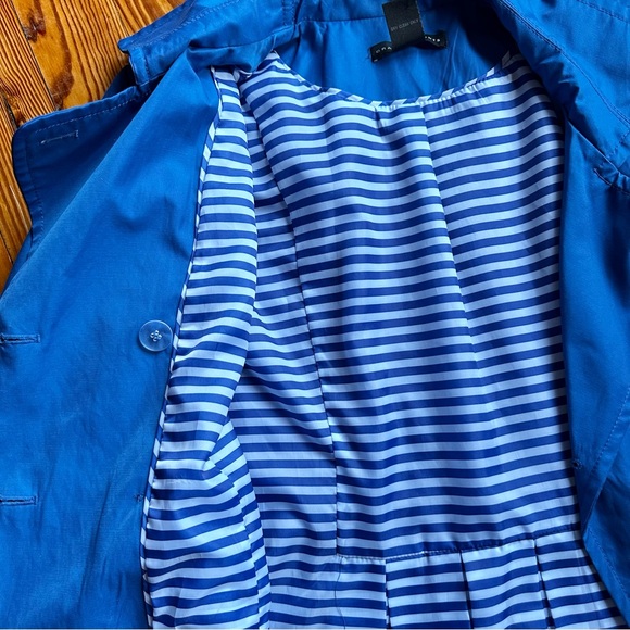 Grace Elements Blue Belted Short Trench Pea Coat Rolled Tab Sleeves Size 16 - Picture 5 of 10